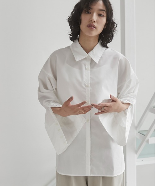 ANGIE ブラウス シャツ ワイドカフスオーバーサイズシャツ「ビスチェ
