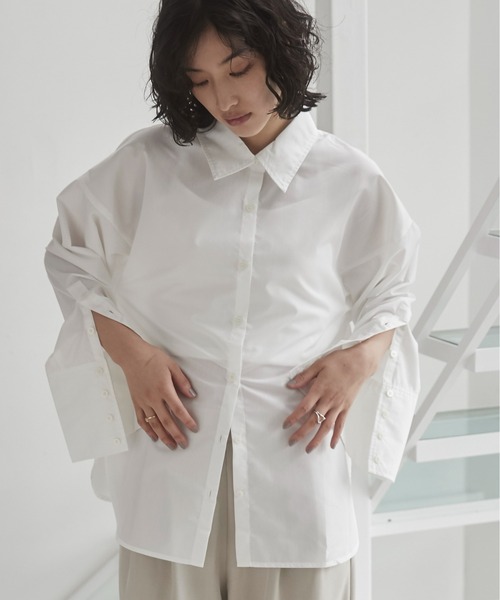 ANGIE ブラウス シャツ ワイドカフスオーバーサイズシャツ「ビスチェ