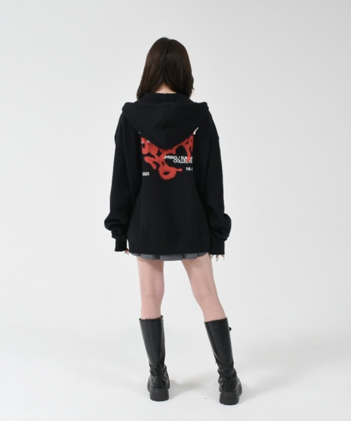 パーカー 「OY/オーワイ」 HEART GRAFFITI SPRAY HOODIE ZIP UP/ハートグラフィティースプレージップパーカー レディ OY/オーワイ』 HEART GRAFFITI SPRAY HOODIE ZIP UP/ハート