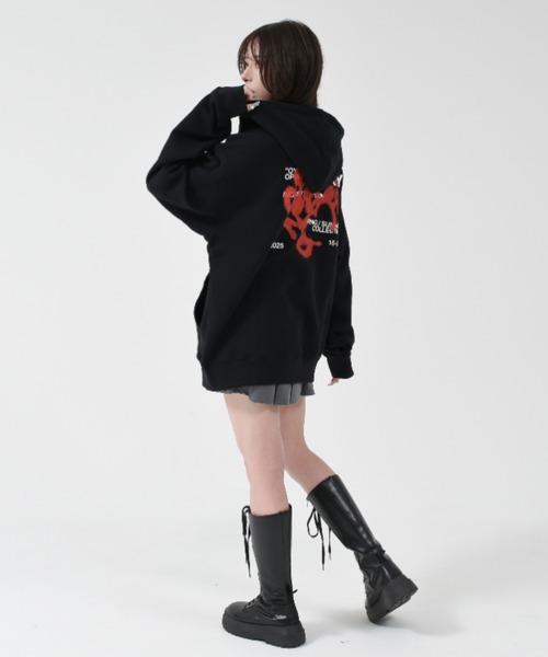 OY（オーワイ） パーカー HEART GRAFFITI SPRAY HOODIE ZIP UP/ハート