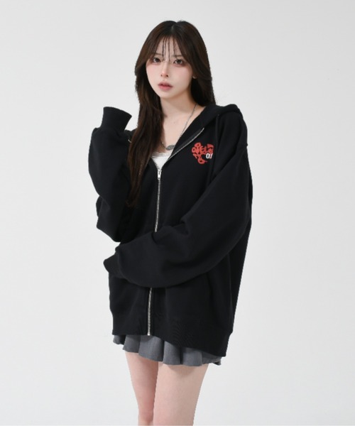 パーカー 「OY/オーワイ」 HEART GRAFFITI SPRAY HOODIE ZIP UP/ハートグラフィティースプレージップパーカー レディ OY パーカー 「OY/オーワイ」 HEART GRAFFITI SPRAY HOODIE ZIP