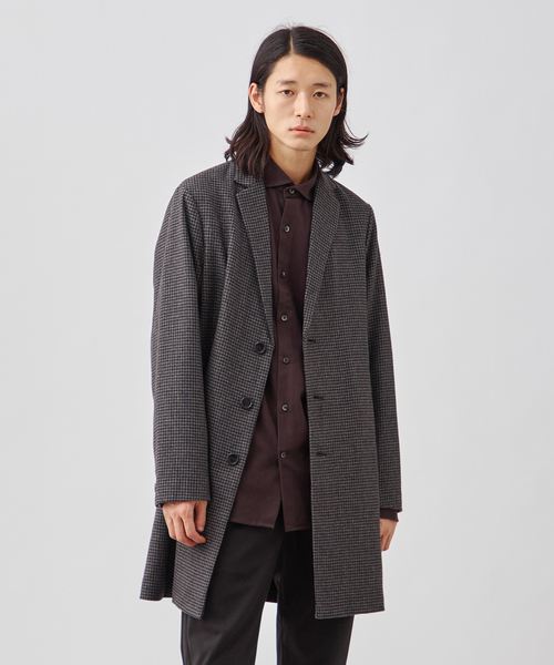 グレー チェック柄 ダブルブレスト チェスターコートships
