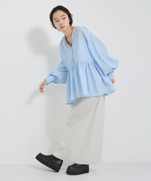 LE CERCLE par rope' ブラウス シャツ ペプラムギャザーブラウス