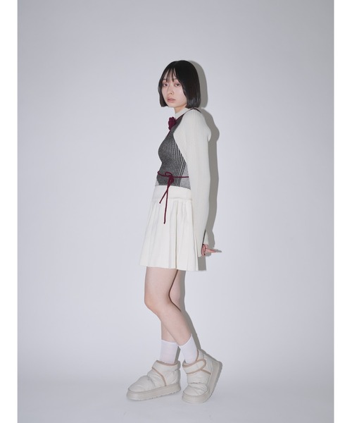 Uenui ニット セーター バイカラー ハイネックニット フラワー