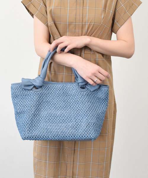 【極美品】ALMA TONUTTI ハンドバッグ 本革 アルマトヌッティ ALMA TONUTTI レザーハンドル雑材メッシュ