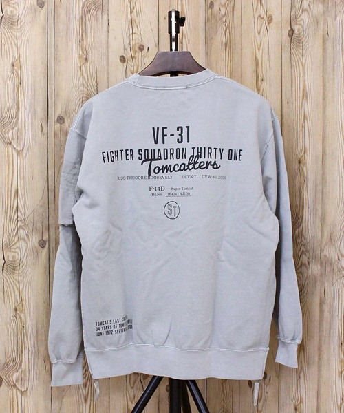 AVIREX トレーナー スウェット FADE WASH MIL. POCKET メンズ