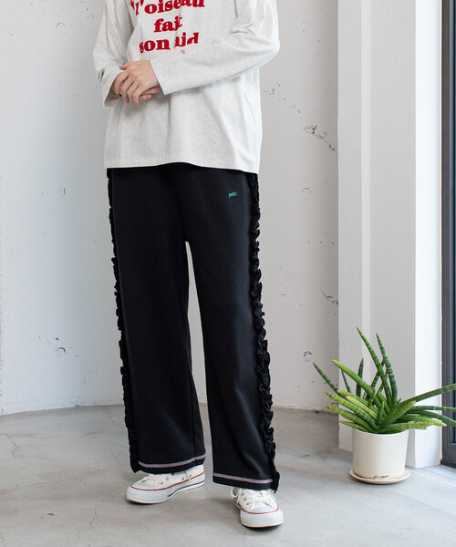 POU DOU パンツ サイドフリルスウェットパンツ レディース