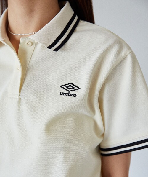 「PUBLUX」 「UMBRO」半袖ポロシャツ フリ- オフホワイト レディース FREAK'S STORE ポロシャツ ポロ UMBRO × STORE/アンブロ 別注