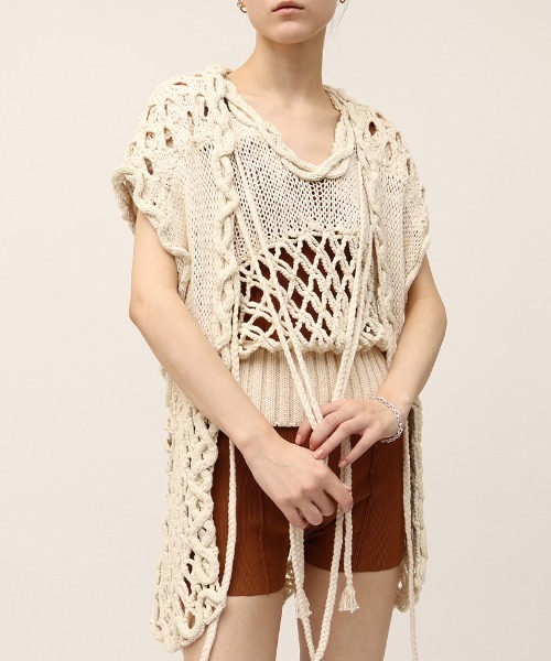 ベスト/ジレ leinwande Mohair mixed fringe top ivory leinwande（ラインヴァンド） ベスト ジレ Landscape Intarsia Knit
