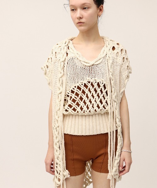 Y様　leinwande Mix Yarn Crochet Top Mix Yarn Crochet Top/Yellow | leinwände | ラインヴァンドの