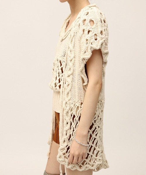 ベスト・ジレ COVERNAT CROCHET KNIT VEST 4TR182 COVERNATのArch Logo Mesh Knit Vest (COVERNAT/ベスト・ジレ