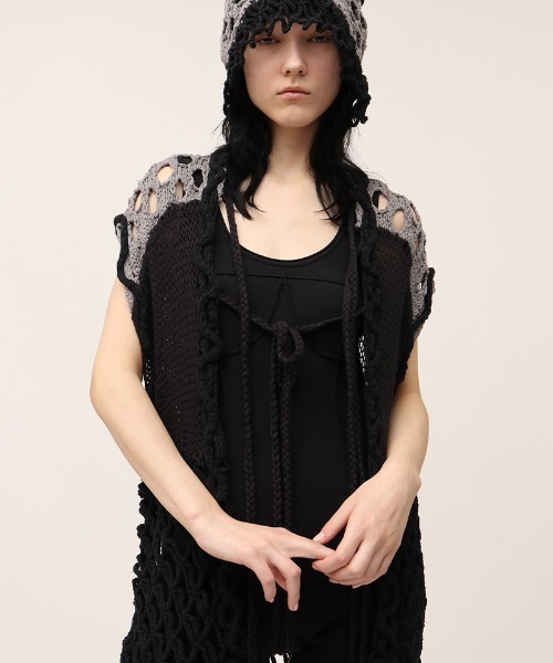 leinwande ベスト ジレ Mix Yarn Crochet Vest レディース