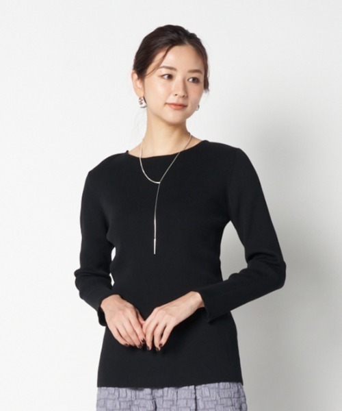 ニット セーター BACK RIBBON RIB KNIT レディース
