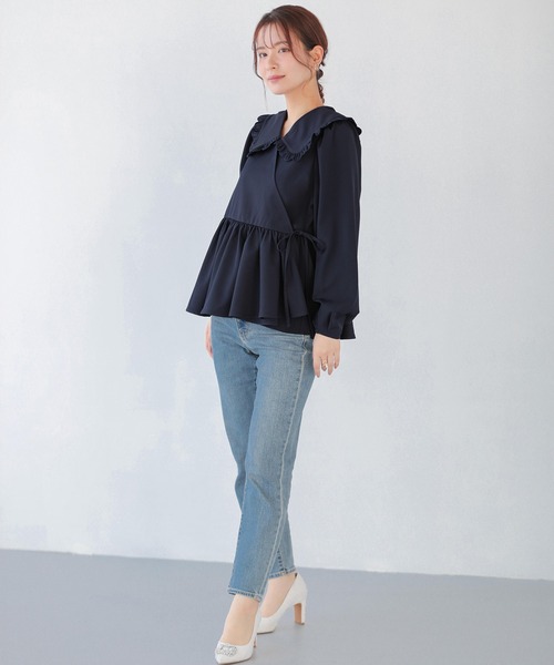 Fit more（フィットモア） ブラウス シャツ スカラップフリルカラー