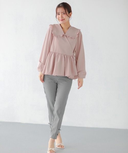 Fit more（フィットモア） ブラウス シャツ スカラップフリルカラー