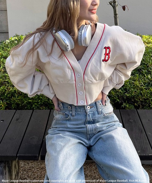 BACK TO THE FIELD カーディガン 「MLB」刺繍ロゴスウェット