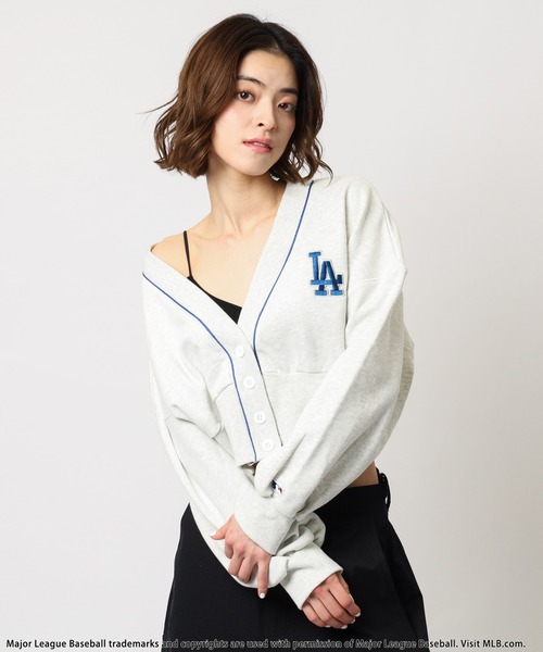 カーディガン 「MLB」刺繍ロゴスウェットカーディガン レディース