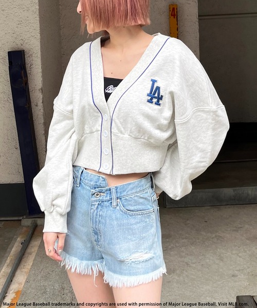カーディガン 「MLB」刺繍ロゴスウェットカーディガン レディース BACK TO THE FIELD カーディガン 「MLB」刺繍ロゴスウェット