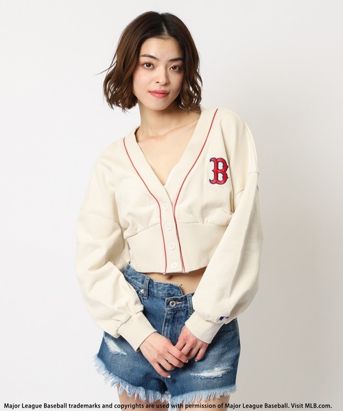 カーディガン 「MLB」刺繍ロゴスウェットカーディガン レディース BACK TO THE FIELD カーディガン 「MLB」刺繍ロゴスウェット
