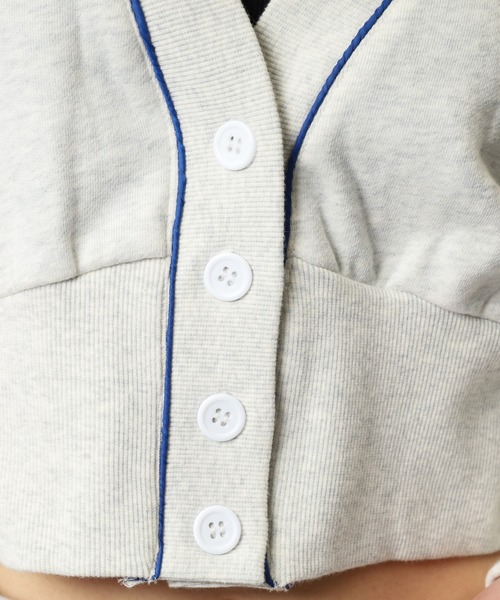 カーディガン 「MLB」刺繍ロゴスウェットカーディガン レディース MISCH MASCH カーディガン 2025春夏新作 透かし柄カーディガン