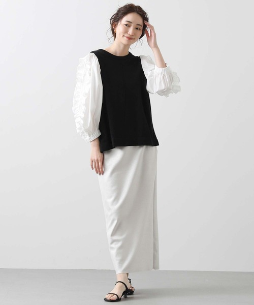 Torrazzo Donna ニット セーター ニット×フリルパフ7分ニット