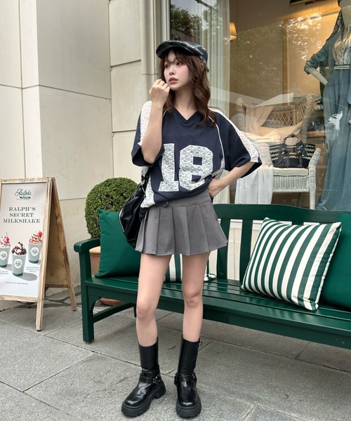 Ray Cassin tシャツ レースナンバリングルーズTシャツ