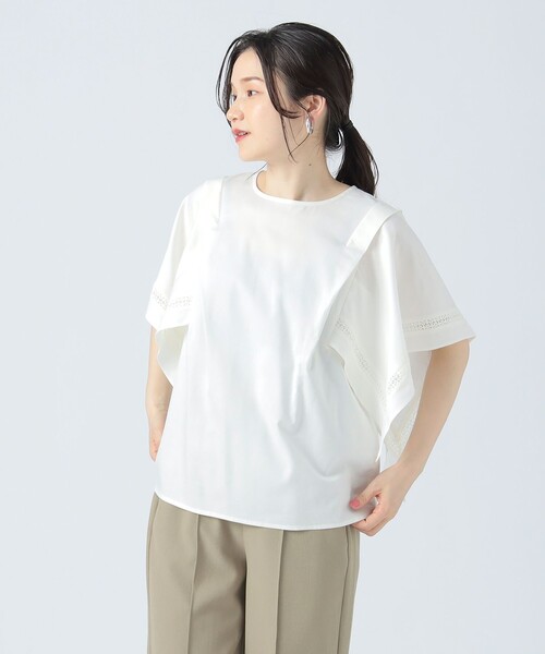 ブラウス シャツ 袖口 レース フレアスリーブ ブラウス レディース