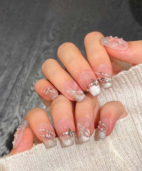 Lace Ladies ネイルチップ ネイルシール 3D バタフライ ビジュー
