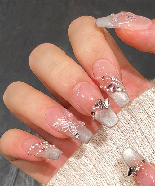 りん様　ネイルチップ レースレディース Lace Ladies 立体 アート付き ピンク ネイル