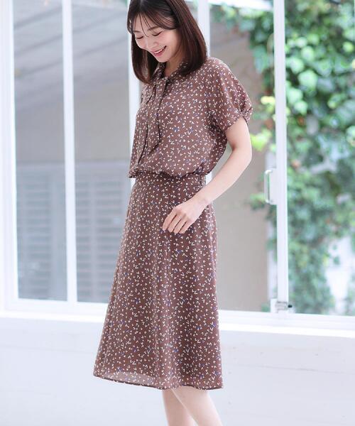 ブラウス シャツ 「夏SALE／接触冷感／マシンウォッシュ可／セットアップ可」ボウタイプリントブラウス レディース Reflect ブラウス シャツ 「夏SALE／接触冷感／マシンウォッシュ