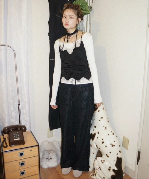 musubore（ムスボレ） パンツ flocky print waide pants / フロッキー