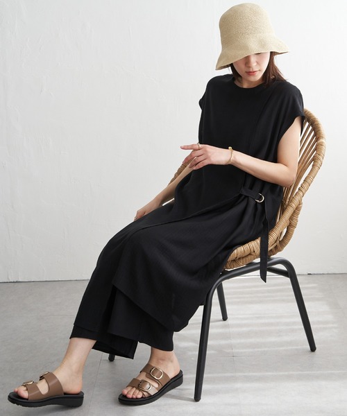 IKKA LOUNGE ワンピース 夏 半袖 「2点セット」冷感スラブワンピース