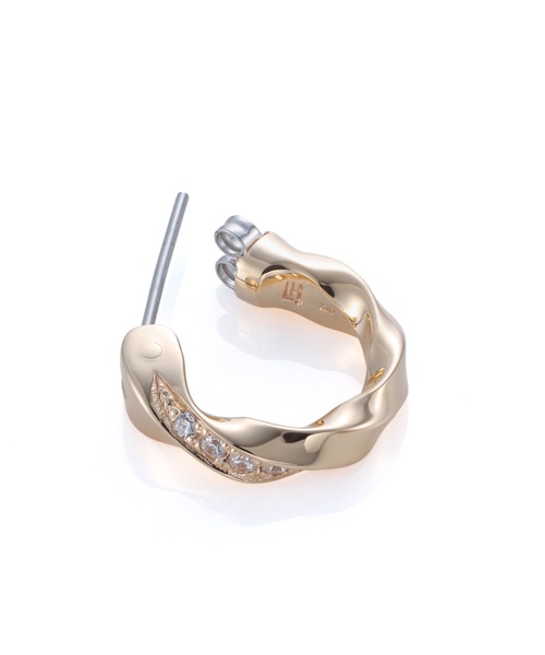 ピアス “for Gift”クロッシングピアス（ツイスト＆ジルコニア）/K10ゴールド「LION HEART / ライオンハート」 メンズ レディースの画像