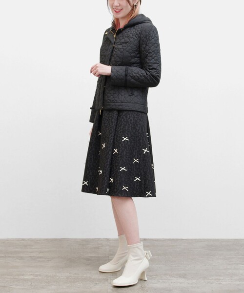 美品✨TOCCA　RIBBON CHECHERBOARD　コート　S TOCCA☆ RIBBON CHECKERBORD☆コート☆リボン刺繍