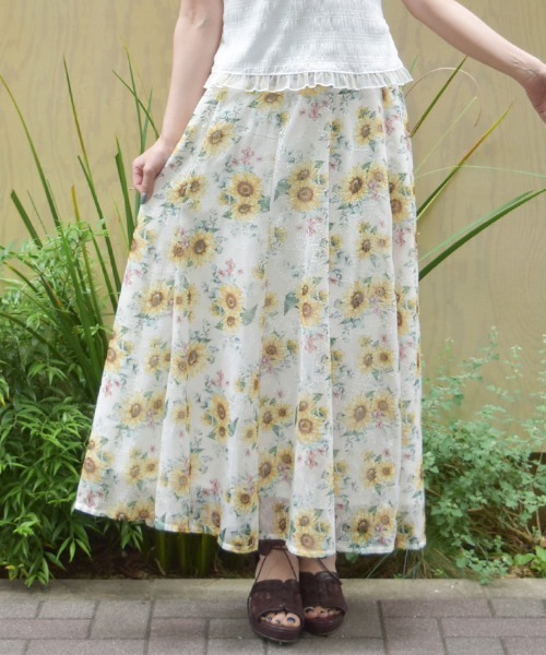 axes femme スカート ひまわり柄ロングスカート : ZOZOTOWN