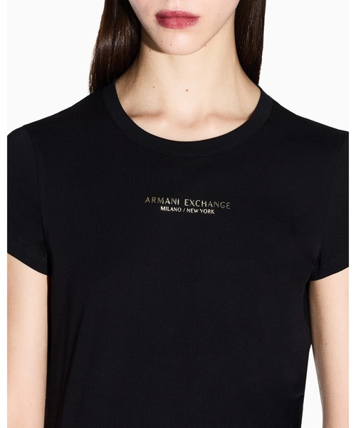 tシャツ 「A|X アルマーニ エクスチェンジ」「ZOZO限定」AXロゴ 半袖クルーネックTシャツ/SLIM レディースの画像