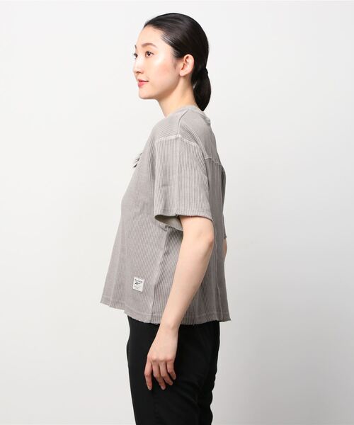 「Reebok」 7分袖カットソー LARGE ライトグレー レディース