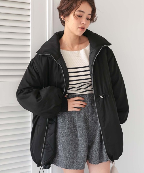 【未使用級】theory ダウンジャケット ダブル ショート レディース 黒 S MEDE19F（メデジュウキュウ） ダウンコート ダウンジャケット 異素材