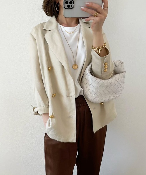 「Emma Taylor」 テーラードジャケット 38 ベージュ レディース_画像3