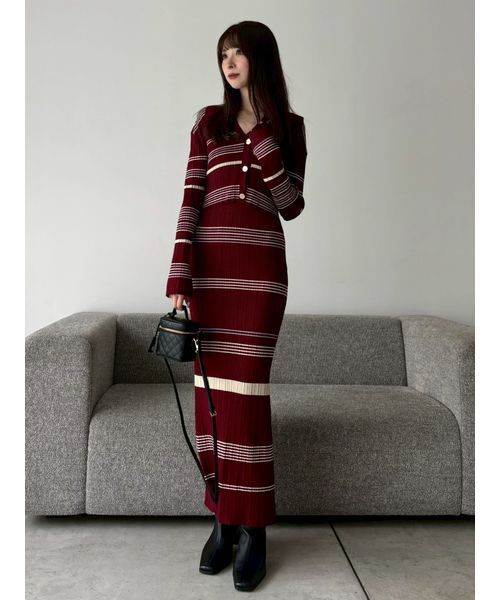 FRAY I.D ワンピース ポロカラーアンサンブルリブニット