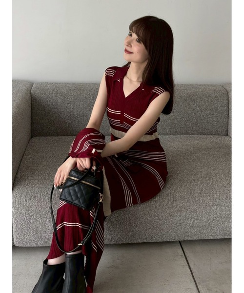 FRAY I.D ワンピース ポロカラーアンサンブルリブニット