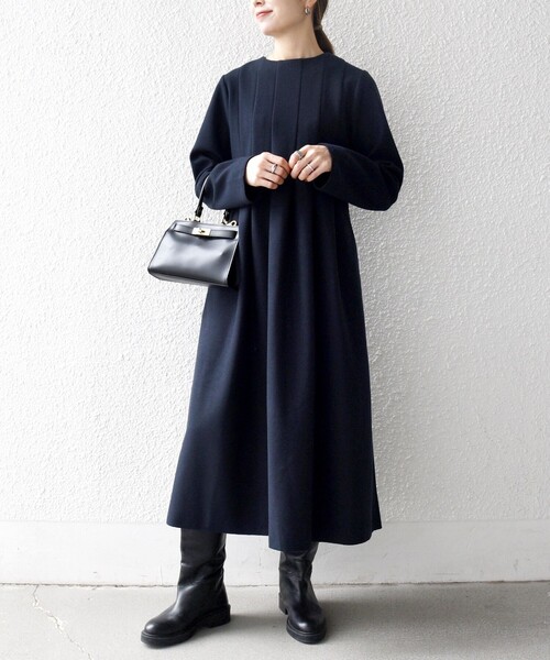 SHIPS any ワンピース any: エア ニードル クルーネック タック フレア