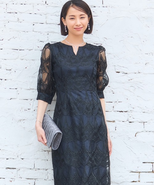 「DRESS PLUS」 半袖ワンピース X-LARGE ベージュ レディース_画像2