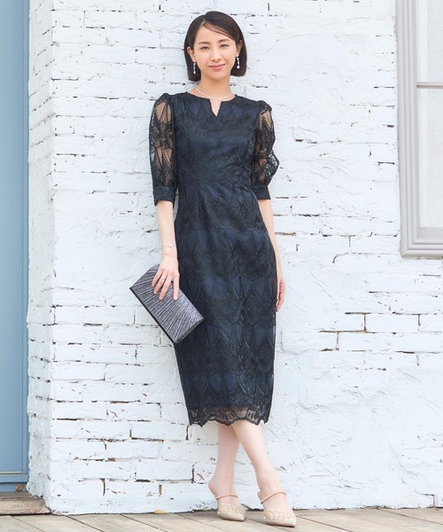 「DRESS PLUS」 半袖ワンピース X-LARGE ベージュ レディース_画像8