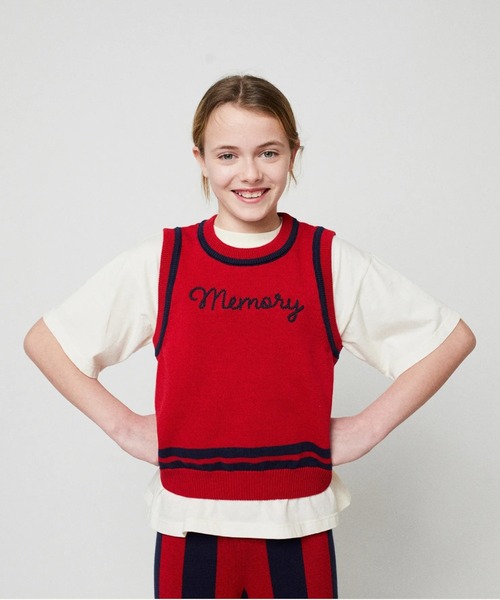 BOBO CHOSES - 編み物 ティーシャツ Memory knitted vest キッズ 小わっぱ服 お坊っちゃん うしろ帯 ベビー、キッズ、マタニティ-子ども服、シューズ-セーター