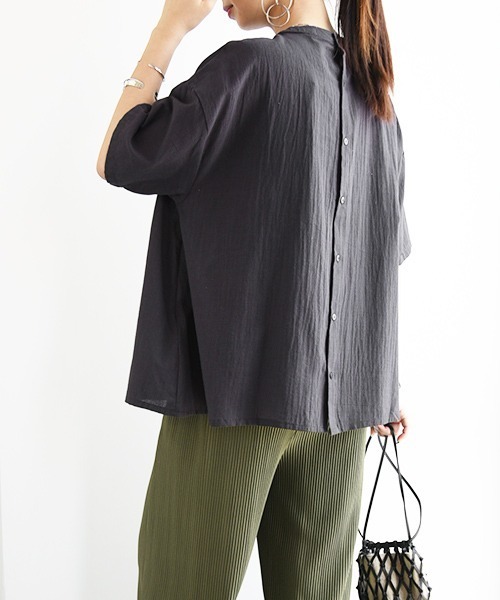「and it_」 半袖ブラウス M-L ブルーグリーン レディース_画像4