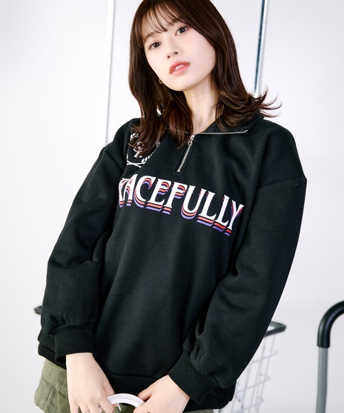 shrita（シュリータ） トレーナー ハーフジップ裏起毛トレーナー