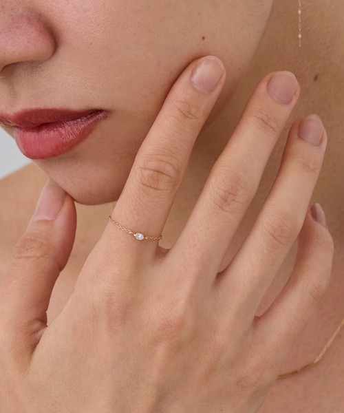 JUPITER 指輪 リング 「K10」マーキスカットダイヤモンドチェーン