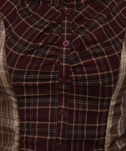 rumnel： ワンピース チェックバルーンミニワンピース / check balloon