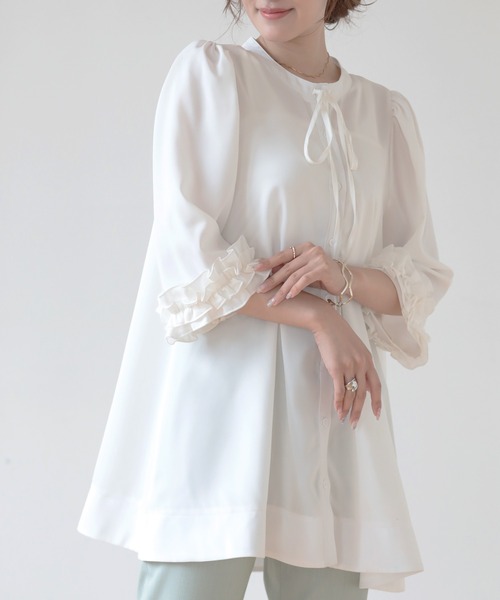 「O.S.K」 長袖ブラウス M ホワイト レディース_画像4